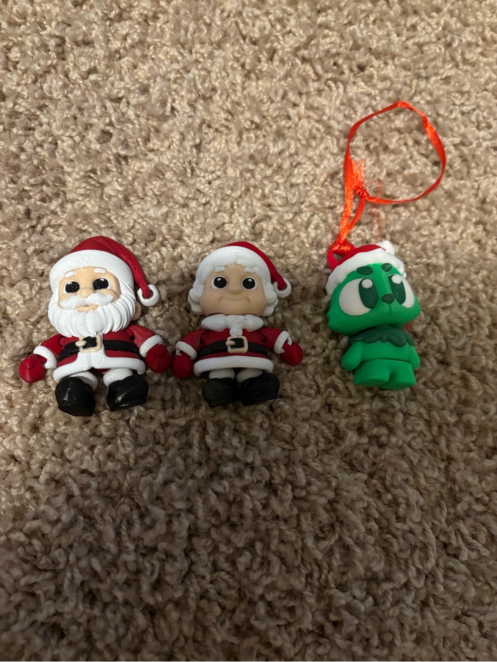 Set of 3 Holiday Santa & Green Character Figurines